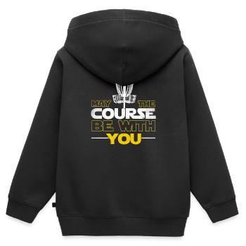 Frisbee - Kinder Premium Organic Zip Hoodie - Schwarz - Hinten - AI Model Kid Male (0cm)