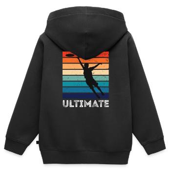 Frisbee - Kinder Premium Organic Zip Hoodie - Schwarz - Hinten - AI Model Kid Male (0cm)