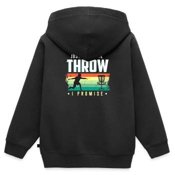 Frisbee - Kinder Premium Organic Zip Hoodie - Schwarz - Hinten - AI Model Kid Male (0cm)