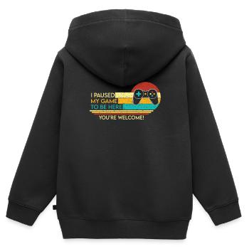 Jeux - Sweat Premium à capuche zippé enfant bio - noir - Dos - AI Model Kid Male (0cm)