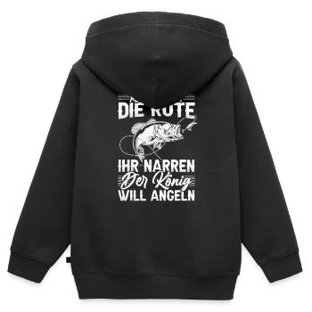 Reichet Mir Die Rute Angeln Angler Geschenk - Kinder Premium Organic Zip Hoodie - Schwarz - Hinten - AI Model Kid Male (0cm)