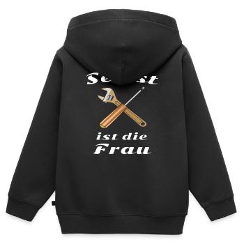 SELBST IST DIE FRAU - Kinder Premium Organic Zip Hoodie - Schwarz - Hinten - AI Model Kid Male (0cm)