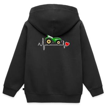 HERZSCHLAG TRAKTOR - Kinder Premium Organic Zip Hoodie - Schwarz - Hinten - AI Model Kid Male (0cm)