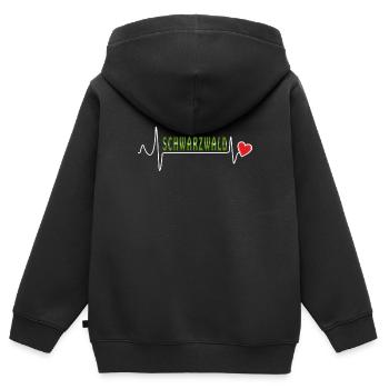 HERZSCHLAG SCHWARZWALD - Kinder Premium Organic Zip Hoodie - Schwarz - Hinten - AI Model Kid Male (0cm)