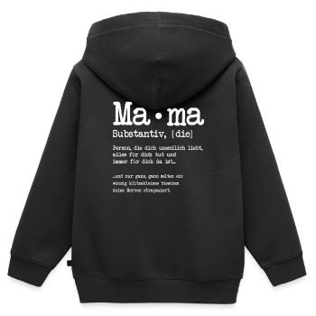 Mère Citations Maman Mère Belle-Mère - Sweat Premium à capuche zippé enfant bio - noir - Dos - AI Model Kid Male (0cm)