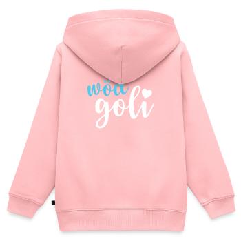Wöd Goli Taufgoli Firmgoli Cadeau - Sweat Premium à capuche zippé enfant bio - rose - Dos - AI Model Kid Female (0cm)
