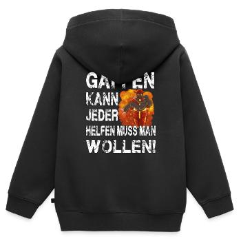 Gaffen kann jeder helfen muss man wollen - Kinder Premium Organic Zip Hoodie - Schwarz - Hinten - AI Model Kid Male (0cm)