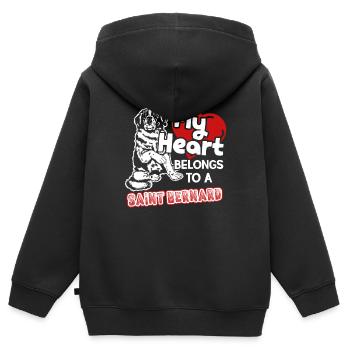 Mein Herz gehört einem Bernhardiner - Kinder Premium Organic Zip Hoodie - Schwarz - Hinten - AI Model Kid Male (0cm)