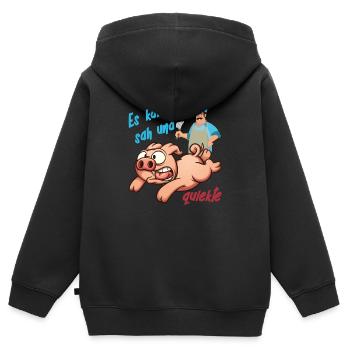 Schwein Metzger Es kam sah und quiekte Schlachten - Kinder Premium Organic Zip Hoodie - Schwarz - Hinten - AI Model Kid Male (0cm)