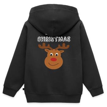 Frohe Weihnachten, Frohe Weihnachten! - Kinder Premium Organic Zip Hoodie - Schwarz - Hinten - AI Model Kid Male (0cm)