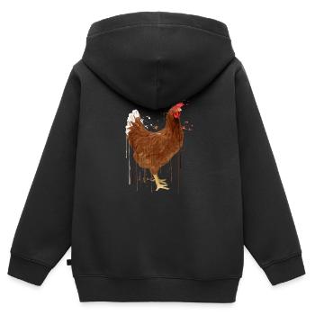 Huhn Tropfen - Kinder Premium Organic Zip Hoodie - Schwarz - Hinten - AI Model Kid Male (0cm)