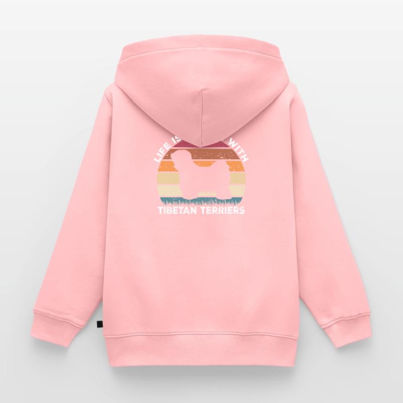Tibet Terrier Life is better withe Tibetan Kinder Premium Organic Zip Hoodie