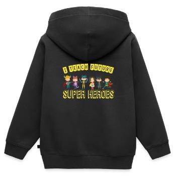 Ich unterrichte Superhelden Fantastisch Unterricht - Kinder Premium Organic Zip Hoodie - Schwarz - Hinten - AI Model Kid Male (0cm)