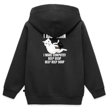 I Are Admin Computer Cat Beep Boop I Funny IT - Kinder Premium Organic Zip Hoodie - Schwarz - Hinten - AI Model Kid Male (0cm)