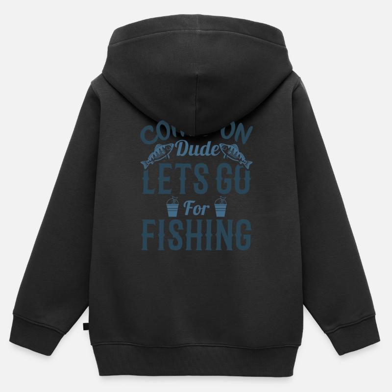 Les pêcheurs pêchent du poisson frais - Sweat Premium à capuche zippé enfant bio - noir