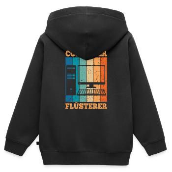 Computerflüsterer Informatiker Retro PC Computer - Kinder Premium Organic Zip Hoodie - Schwarz - Hinten - AI Model Kid Male (0cm)