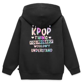 K-Pop Spruch - Kinder Premium Organic Zip Hoodie - Schwarz - Hinten - AI Model Kid Male (0cm)