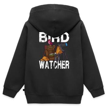 Bird Watcher für einen Ornithologe - Kinder Premium Organic Zip Hoodie - Schwarz - Hinten - AI Model Kid Male (0cm)