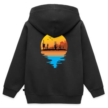 T-shirt Cowboy Retro Vintage Canyon du désert - Sweat Premium à capuche zippé enfant bio - noir - Dos - AI Model Kid Male (0cm)