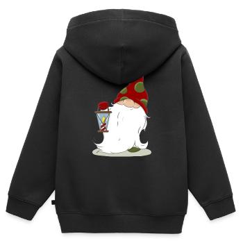 Noël elfe nordique Lutin nain lanterne - Sweat Premium à capuche zippé enfant bio - noir - Dos - AI Model Kid Male (0cm)