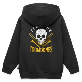 Posaune Orchester - Kinder Premium Organic Zip Hoodie - Schwarz - Hinten - AI Model Kid Male (0cm)