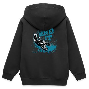 Send It! Motorcross Biker Dirt Bike Geschnkidee - Kinder Premium Organic Zip Hoodie - Schwarz - Hinten - AI Model Kid Male (0cm)