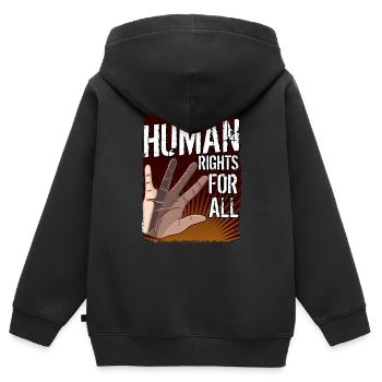 Human Rights - Cadeau - Sweat Premium à capuche zippé enfant bio - noir - Dos - AI Model Kid Male (0cm)