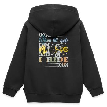 Trial bike saying - Kids Premium Organic Zip-up Hoodie - black - Back - AI Model Kid Male (0cm)
