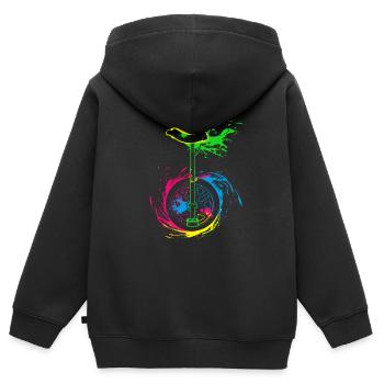 Splash Monocycle - Sweat Premium à capuche zippé enfant bio - noir - Dos - AI Model Kid Male (0cm)
