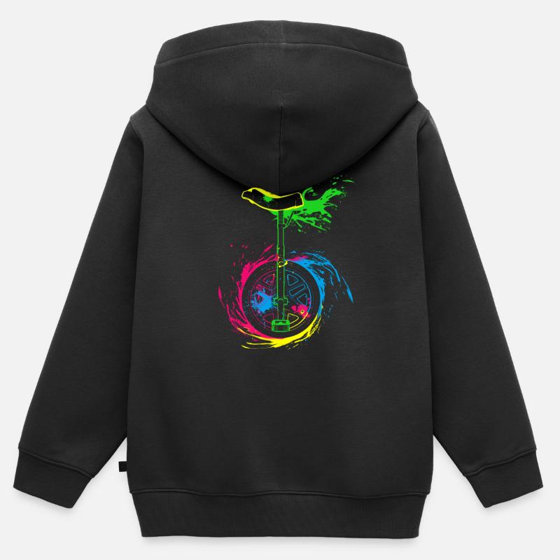 Splash Einrad - Kinder Premium Organic Zip Hoodie - Schwarz