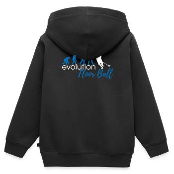FloorBall Evolution - Sweat Premium à capuche zippé enfant bio - noir - Dos - AI Model Kid Male (0cm)