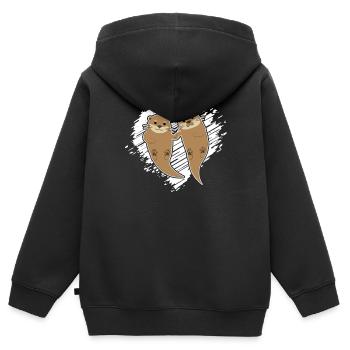 Otter Otter verliebt - Kinder Premium Organic Zip Hoodie - Schwarz - Hinten - AI Model Kid Male (0cm)