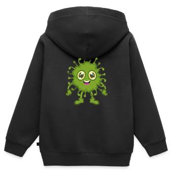 Virus bactérien - Sweat Premium à capuche zippé enfant bio - noir - Dos - AI Model Kid Male (0cm)