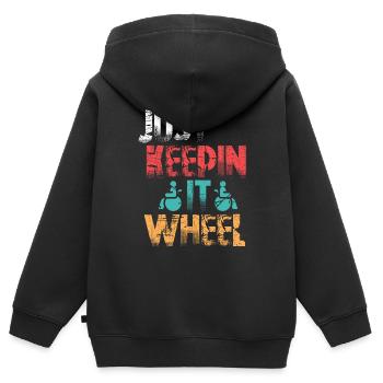 Fauteuil roulant utilisateur de fauteuil roulant - Sweat Premium à capuche zippé enfant bio - noir - Dos - AI Model Kid Male (0cm)