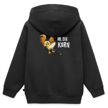 Blindes Huhn findet Korn Internet Meme Nerd Spruch - Kinder Premium Organic Zip Hoodie - Schwarz - Hinten - AI Model Kid Male (0cm)