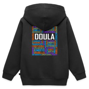 Doula Worte - Kinder Premium Organic Zip Hoodie - Schwarz - Hinten - AI Model Kid Male (0cm)