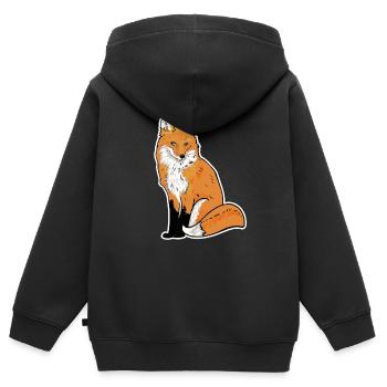 Illustration de renard - Sweat Premium à capuche zippé enfant bio - noir - Dos - AI Model Kid Male (0cm)