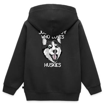 Juste un garçon qui aime les huskies - Sweat Premium à capuche zippé enfant bio - noir - Dos - AI Model Kid Male (0cm)