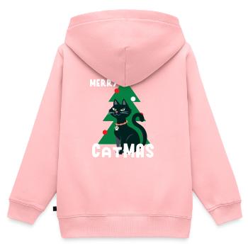 Katzen Weihnachten Xmas Miau Geschenkidee - Kinder Premium Organic Zip Hoodie - Rosa - Hinten - AI Model Kid Female (0cm)