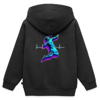 Badminton Federball Schläger Sport Hobby Geschenk - Kinder Premium Organic Zip Hoodie - Schwarz - Hinten - AI Model Kid Male (0cm)