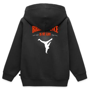 Breakdance - Sweat Premium à capuche zippé enfant bio - noir - Dos - AI Model Kid Male (0cm)