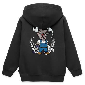 Werkzeug Mechaniker Werkstatt Berufe Job - Kinder Premium Organic Zip Hoodie - Schwarz - Hinten - AI Model Kid Male (0cm)