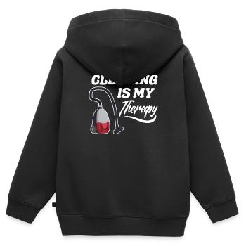 Drôle de femme de ménage nettoyeuse ménage ménage ménage - Sweat Premium à capuche zippé enfant bio - noir - Dos - AI Model Kid Male (0cm)