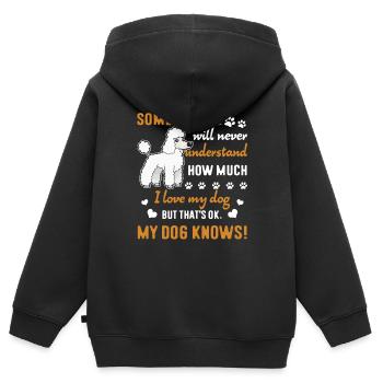 Caniche J'aime mon caniche - Sweat Premium à capuche zippé enfant bio - noir - Dos - AI Model Kid Male (0cm)