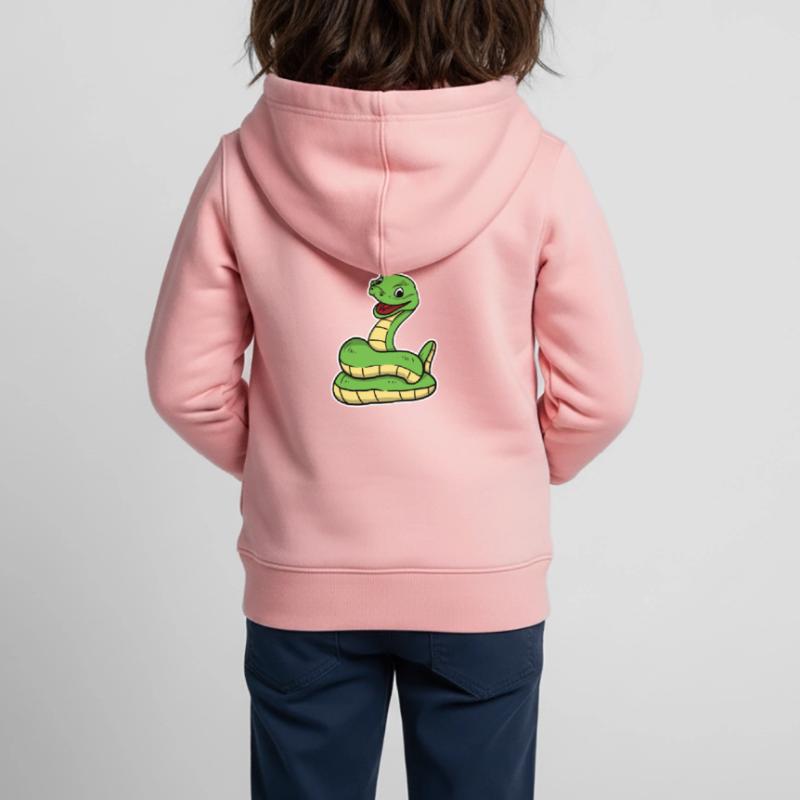 Cute Snake Python Kids Premium Organic Zip-up Hoodie