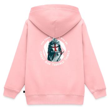 Ritter Tempelritter Vintage Retro T-Shirt - Kinder Premium Organic Zip Hoodie - Rosa - Hinten - AI Model Kid Female (0cm)