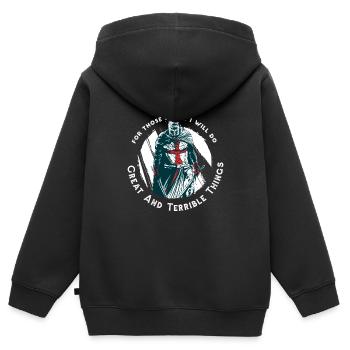 Ritter Tempelritter Vintage Retro T-Shirt - Kinder Premium Organic Zip Hoodie - Schwarz - Hinten - AI Model Kid Male (0cm)