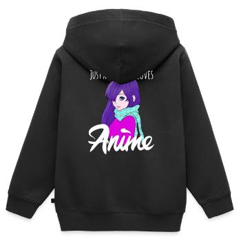 Juste une fille qui aime les cadeaux d'anime pour les adolescentes - Sweat Premium à capuche zippé enfant bio - noir - Dos - AI Model Kid Male (0cm)