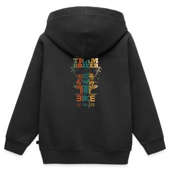 Conducteur de tram disant - Sweat Premium à capuche zippé enfant bio - noir - Dos - AI Model Kid Male (0cm)