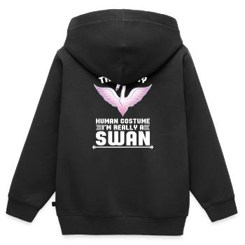 Schwan - Kinder Premium Organic Zip Hoodie - Schwarz - Hinten - AI Model Kid Male (0cm)